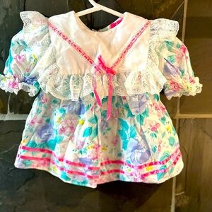 Vintage Pink and White Casual Dress